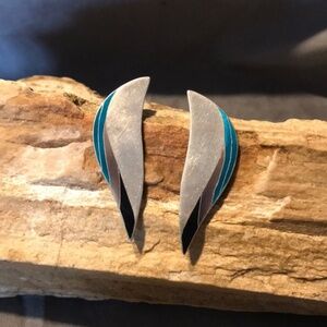 Artisan Made Sterling Silver & Enamel Earrings